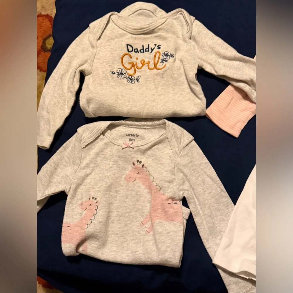 Assorted lot of 4 baby girl Long Sleeve Onesies size 6 months